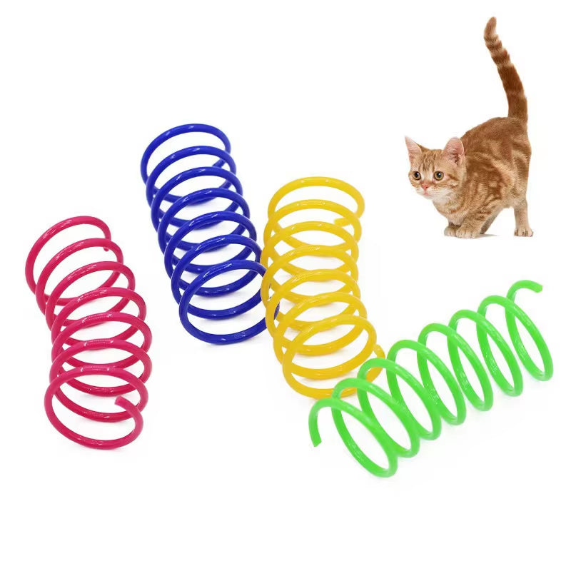 Pet Cat Toys Wide Durable Heavy Gauge Cat Spring Toy Colorful Springs Cat Pet Toy Coil Spiral Springs Pet Intera