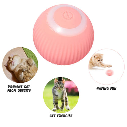 Smart Interactive Rolling Cat Toy: 2-Mode Self-Moving Playmate