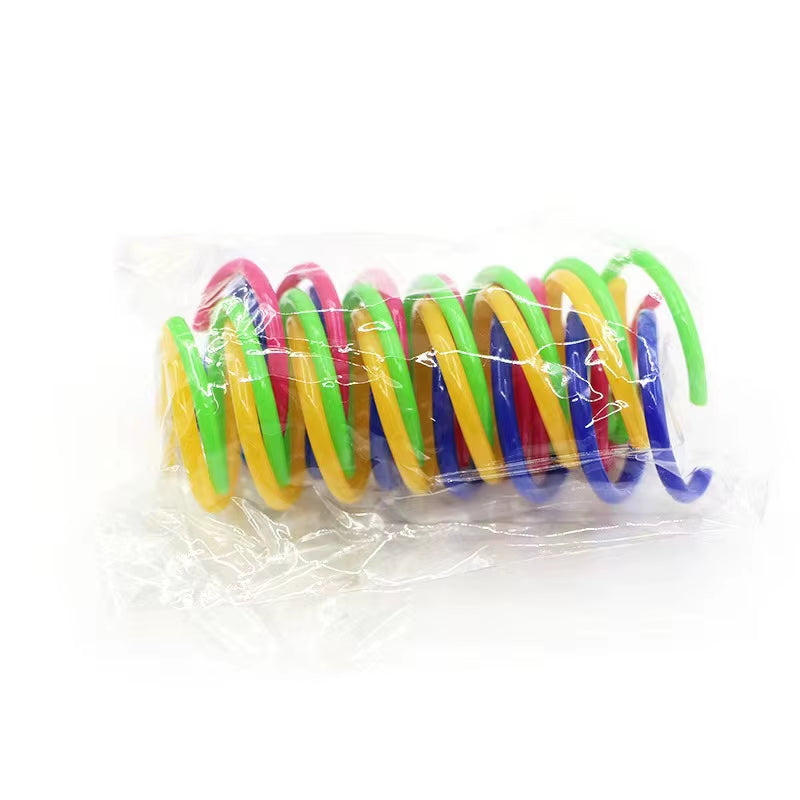 Pet Cat Toys Wide Durable Heavy Gauge Cat Spring Toy Colorful Springs Cat Pet Toy Coil Spiral Springs Pet Intera
