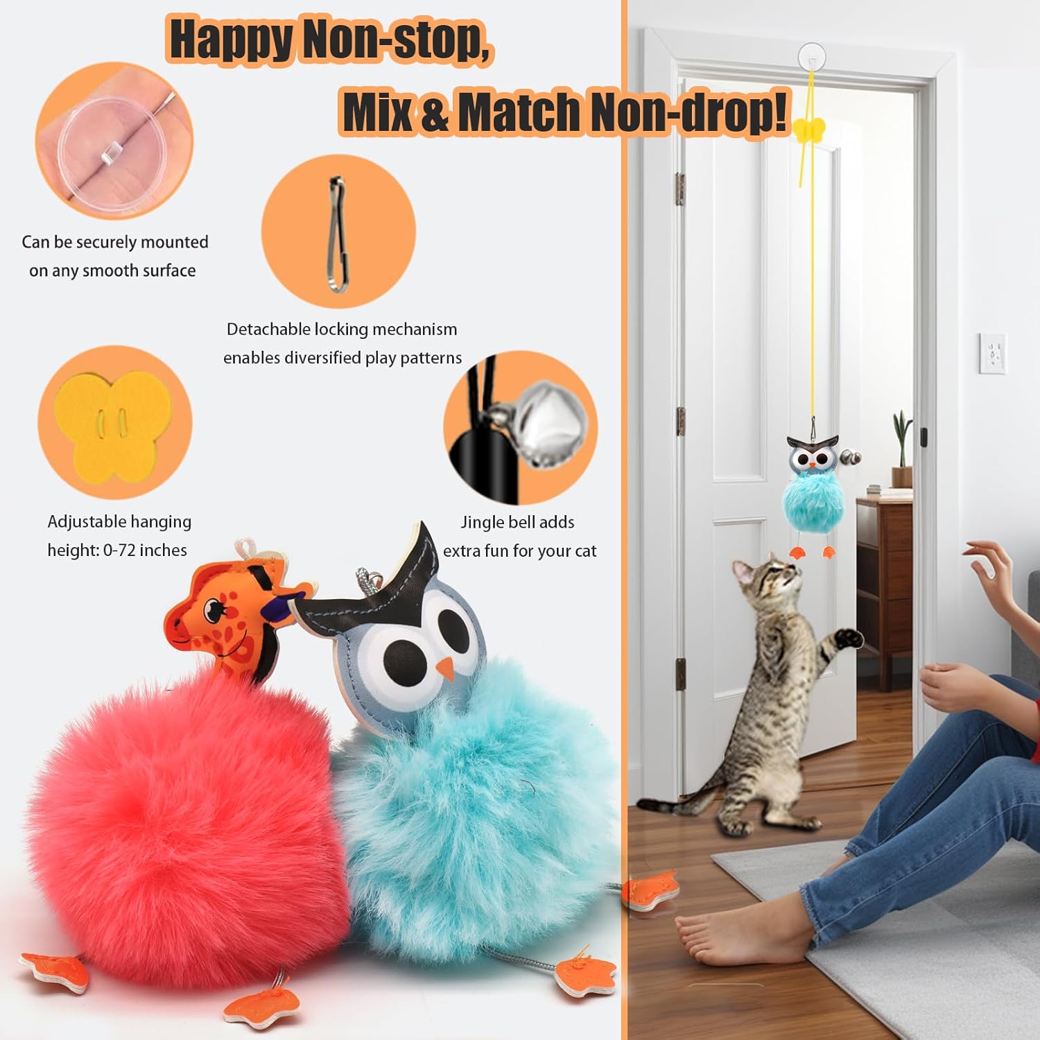 The Ultimate 4-in-1 Cat Play Kit: Suction Cup Wand, Fishing Pole & Interactive Feather Refills
