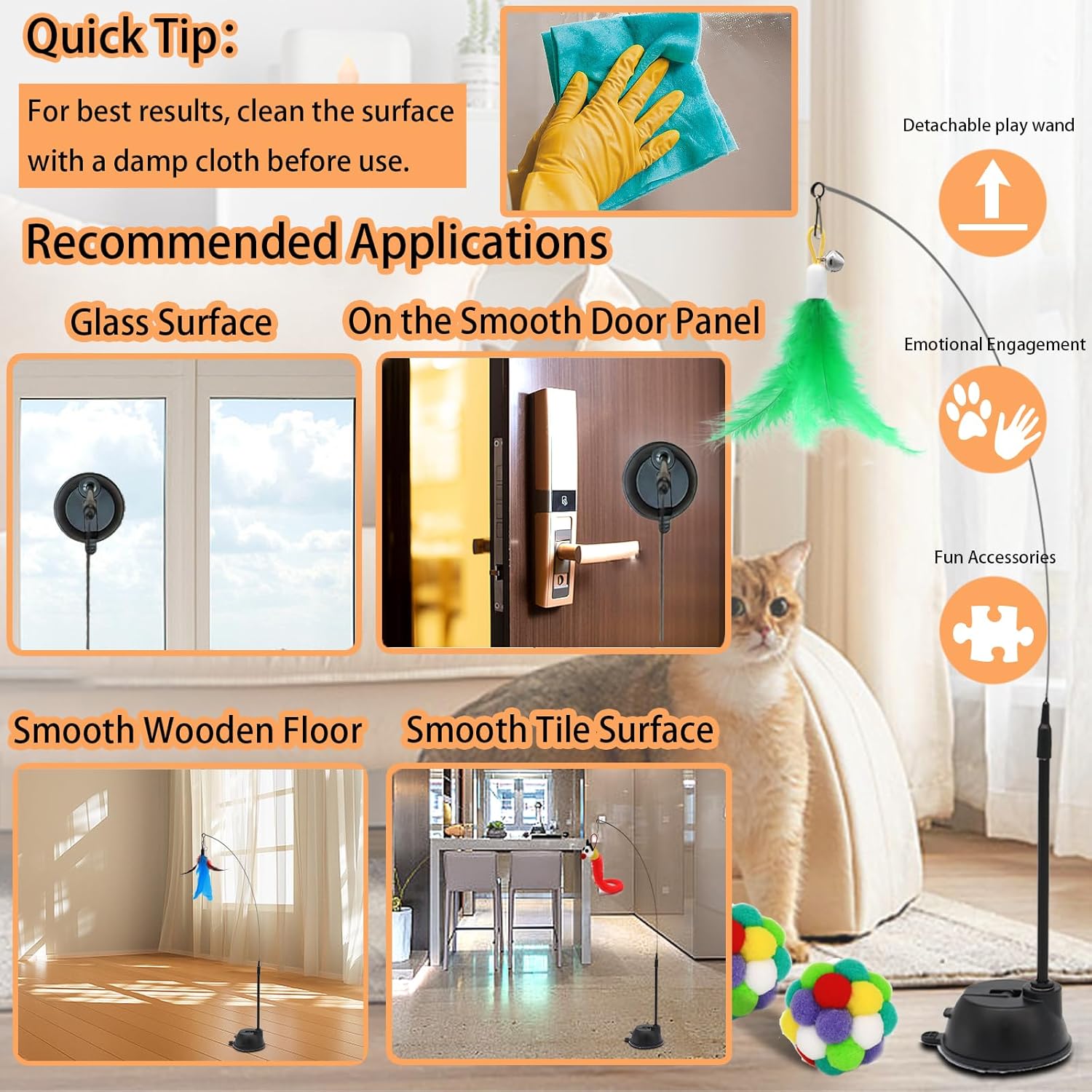 The Ultimate 4-in-1 Cat Play Kit: Suction Cup Wand, Fishing Pole & Interactive Feather Refills