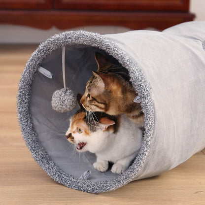 The Sophisticated Cat Tunnel: Premium Suede Hideaway with Interactive Crinkle Sounds